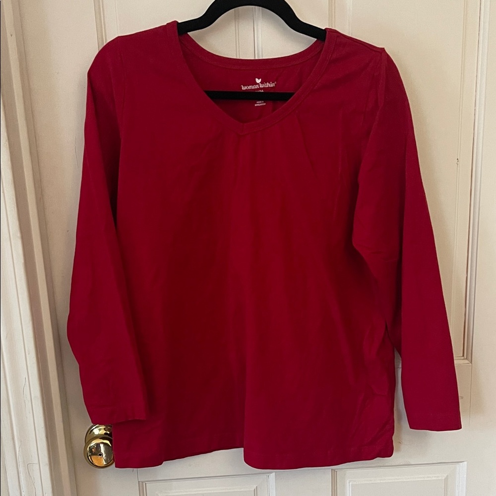 Woman Within Deep Red Long Sleeve Tee